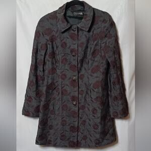 PROVASOLI TORINO  Gray Jacket With Brown Embroidery. XL